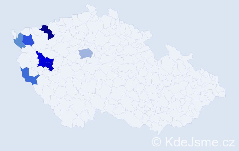 Příjmení: 'Vochocová', počet výskytů 18 v celé ČR