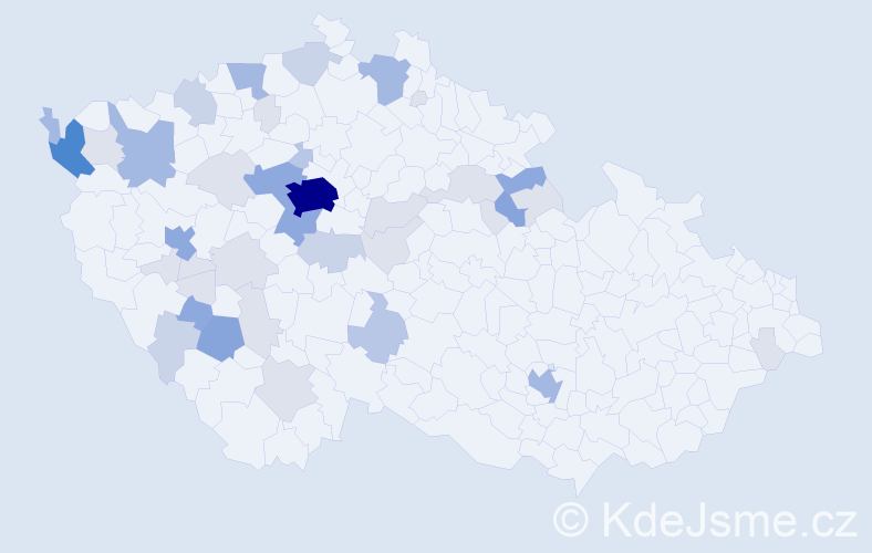 Příjmení: 'Kába', počet výskytů 126 v celé ČR