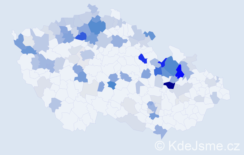 Příjmení: 'Vogelová', počet výskytů 303 v celé ČR