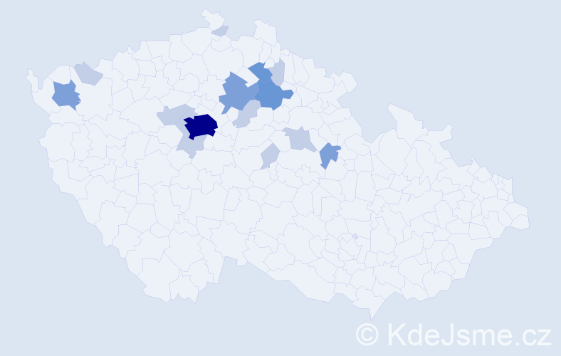 Příjmení: 'Končinská', počet výskytů 36 v celé ČR