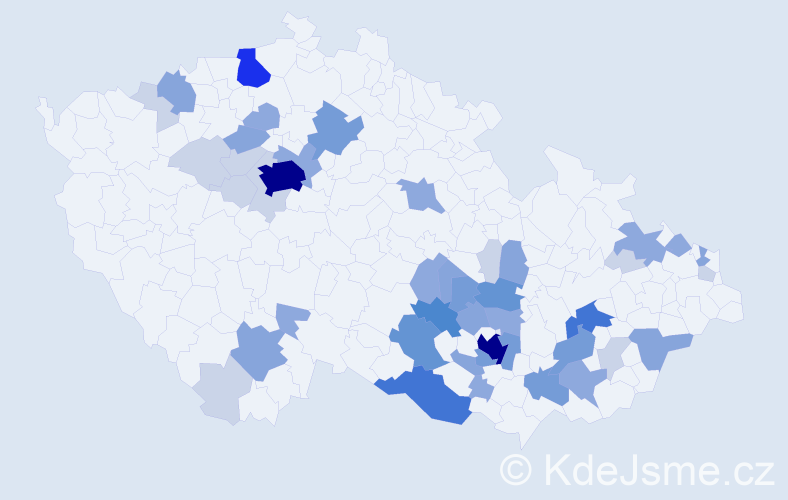Příjmení: 'Havliš', počet výskytů 142 v celé ČR