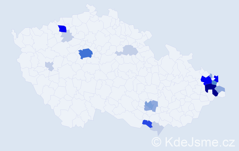 Příjmení: 'Woznica', počet výskytů 69 v celé ČR