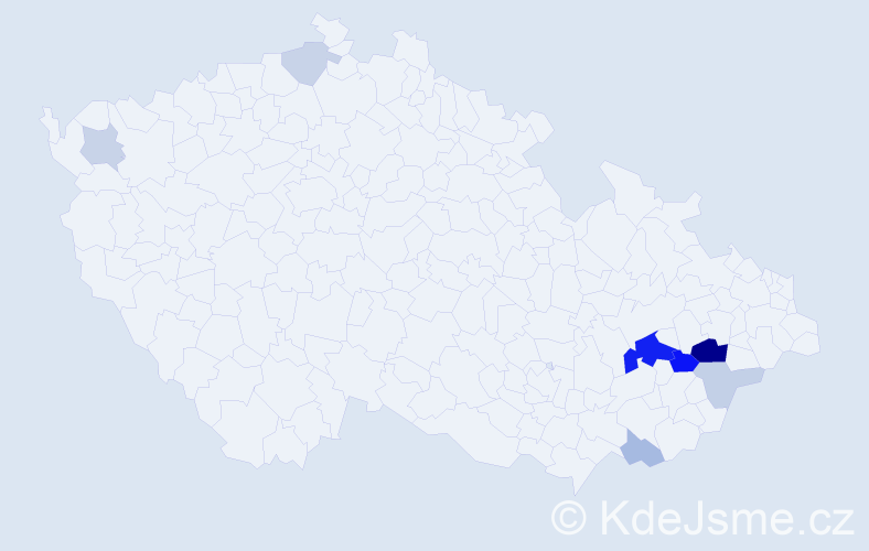 Příjmení: 'Dermíšková', počet výskytů 22 v celé ČR