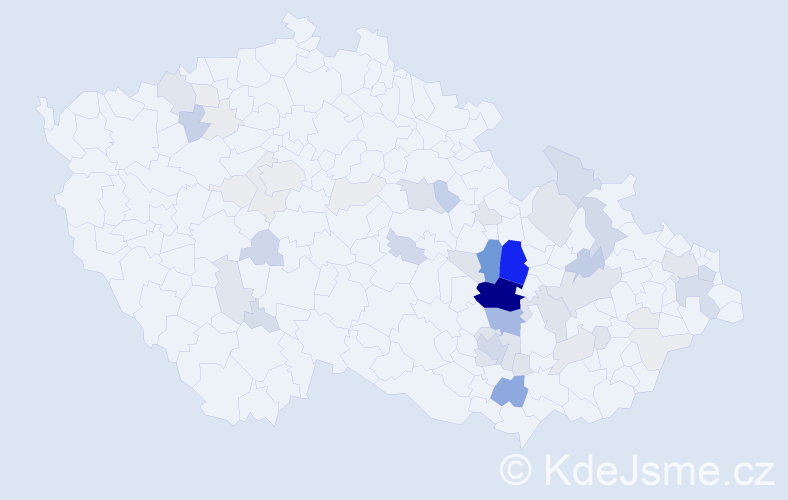 Příjmení: 'Kaderka', počet výskytů 232 v celé ČR