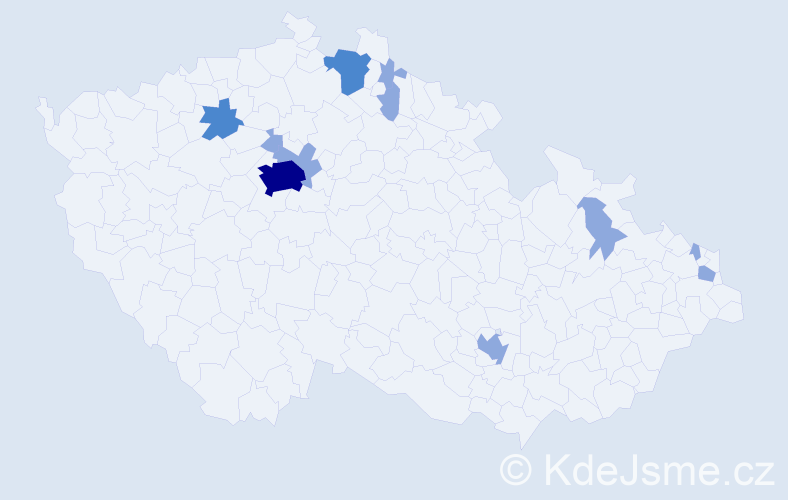 Příjmení: 'Kapitan', počet výskytů 17 v celé ČR