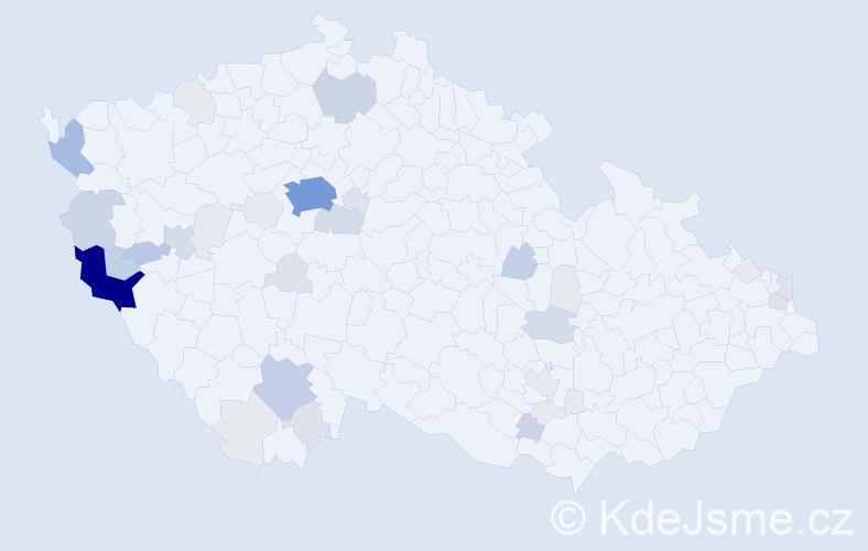 Příjmení: 'Krutina', počet výskytů 140 v celé ČR