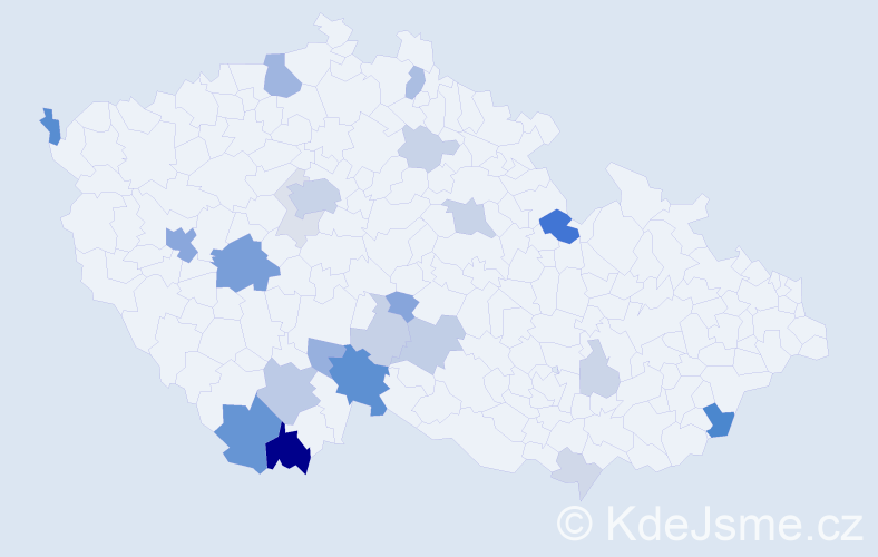 Příjmení: 'Kadičová', počet výskytů 69 v celé ČR