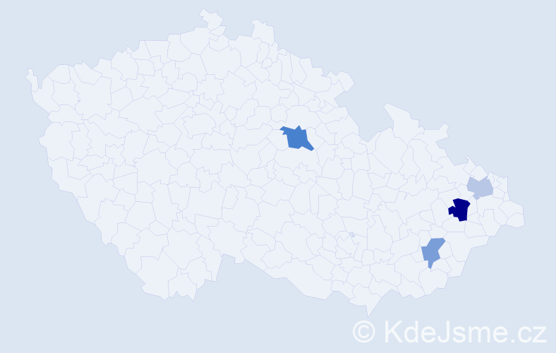 Příjmení: 'Přibylák', počet výskytů 6 v celé ČR