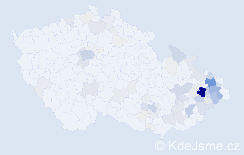 Příjmení: 'Kudělková', počet výskytů 362 v celé ČR