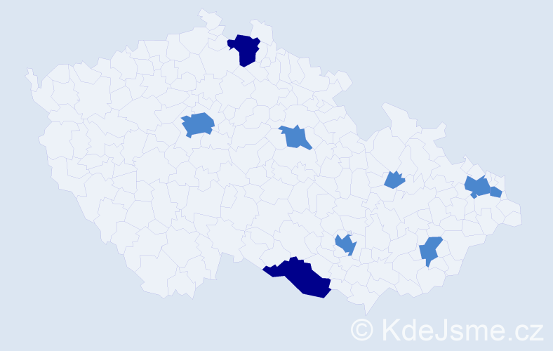 Příjmení: 'Lukuvka', počet výskytů 13 v celé ČR