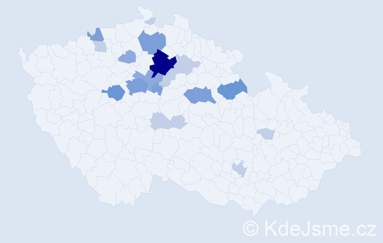 Příjmení: 'Kotera', počet výskytů 55 v celé ČR