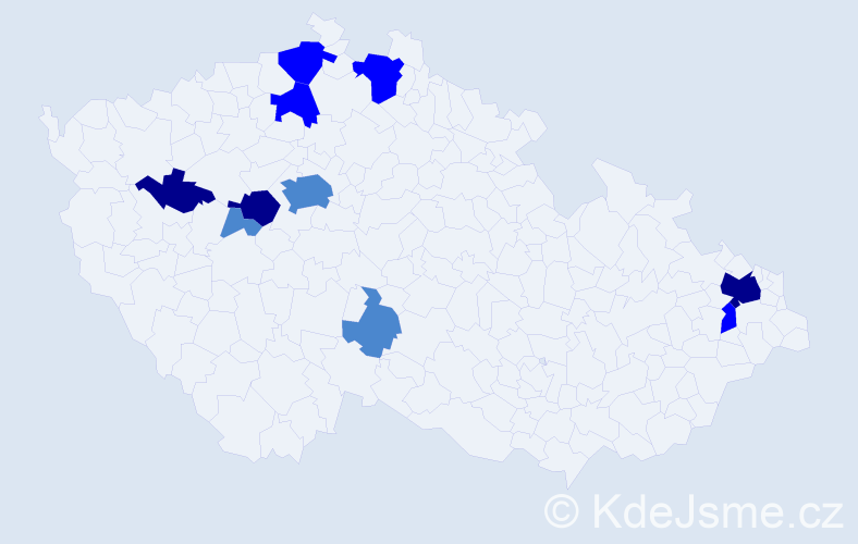 Příjmení: 'Vištejnová', počet výskytů 20 v celé ČR