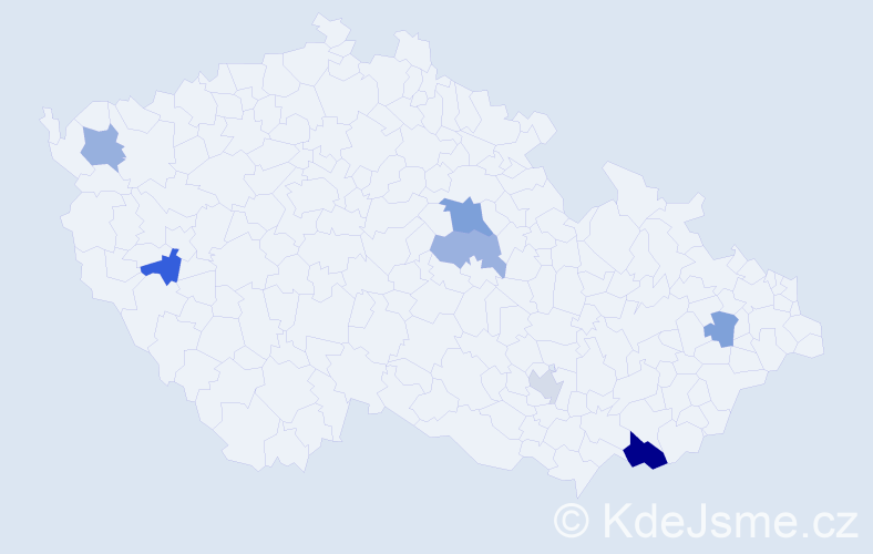 Příjmení: 'Štipská', počet výskytů 10 v celé ČR