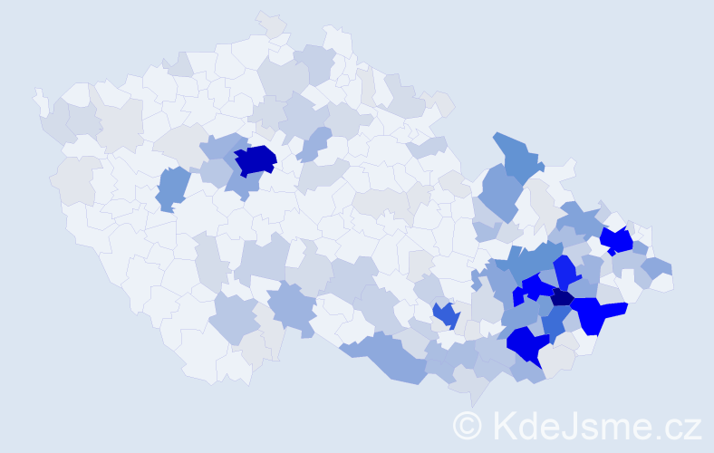 Příjmení: 'Mikulík', počet výskytů 551 v celé ČR