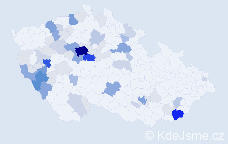 Příjmení: 'Tykal', počet výskytů 219 v celé ČR