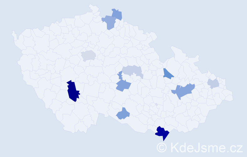 Příjmení: 'Čuka', počet výskytů 40 v celé ČR