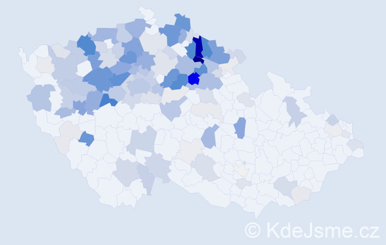 Příjmení: 'Trejbal', počet výskytů 599 v celé ČR
