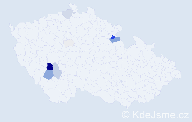 Příjmení: 'Tetauer', počet výskytů 12 v celé ČR