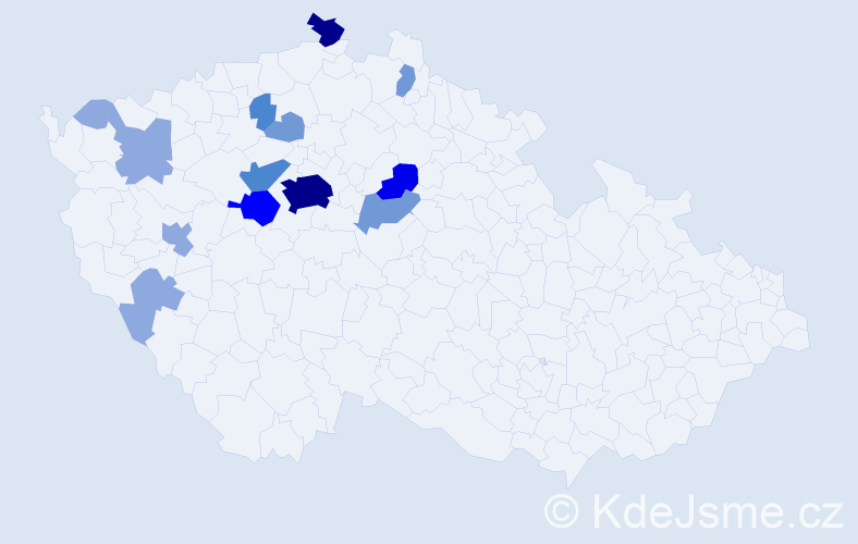 Příjmení: 'Kaiprová', počet výskytů 37 v celé ČR