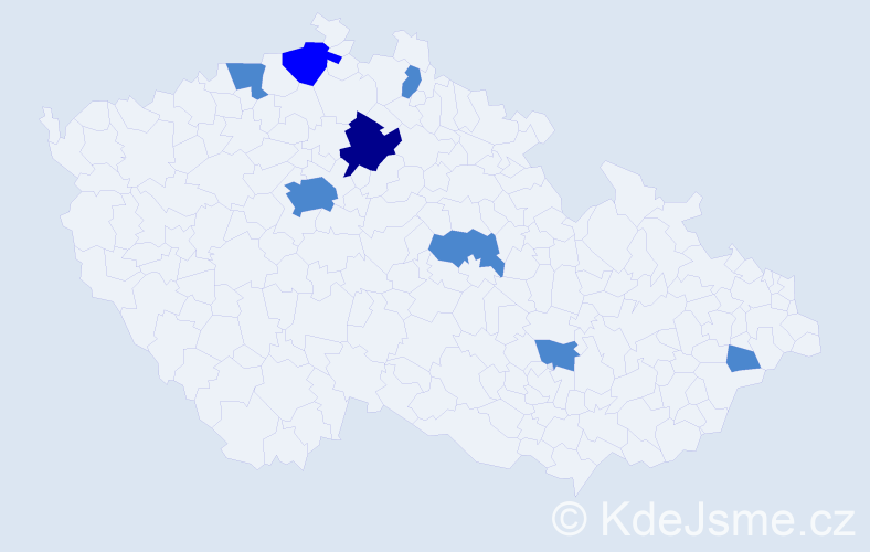 Příjmení: 'Treglová', počet výskytů 11 v celé ČR