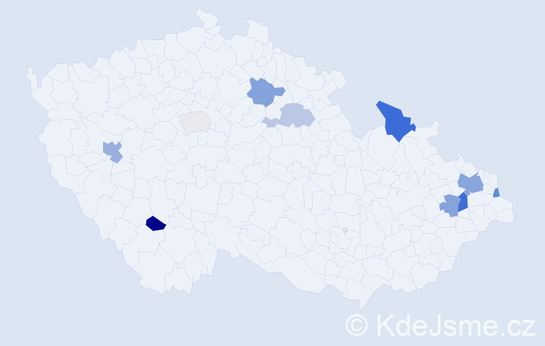 Příjmení: 'Kotĺár', počet výskytů 16 v celé ČR