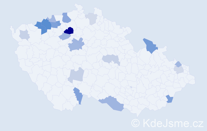 Příjmení: 'Pecháčová', počet výskytů 54 v celé ČR