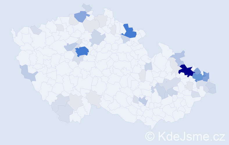 Příjmení: 'Hampel', počet výskytů 222 v celé ČR