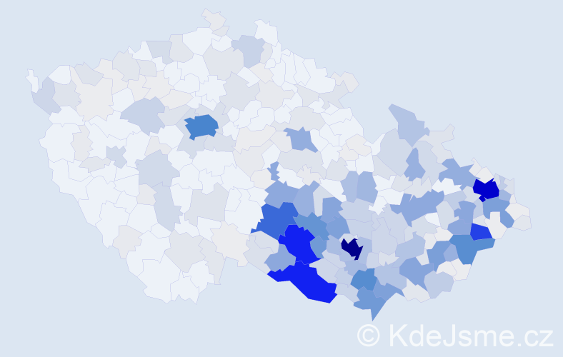Příjmení: 'Vala', počet výskytů 1720 v celé ČR