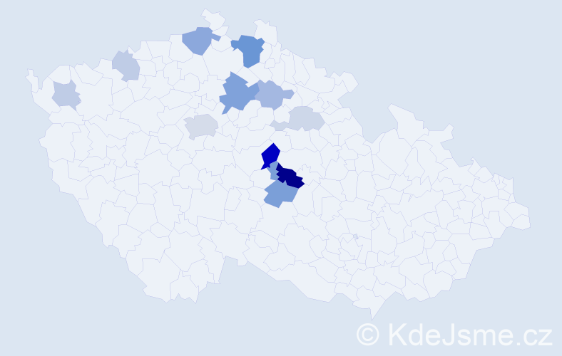 Příjmení: 'Kufrová', počet výskytů 27 v celé ČR