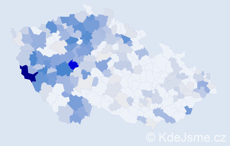 Příjmení: 'Kaiserová', počet výskytů 880 v celé ČR