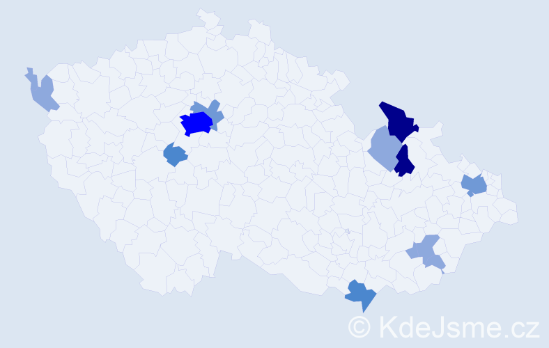 Příjmení: 'Babčák', počet výskytů 32 v celé ČR