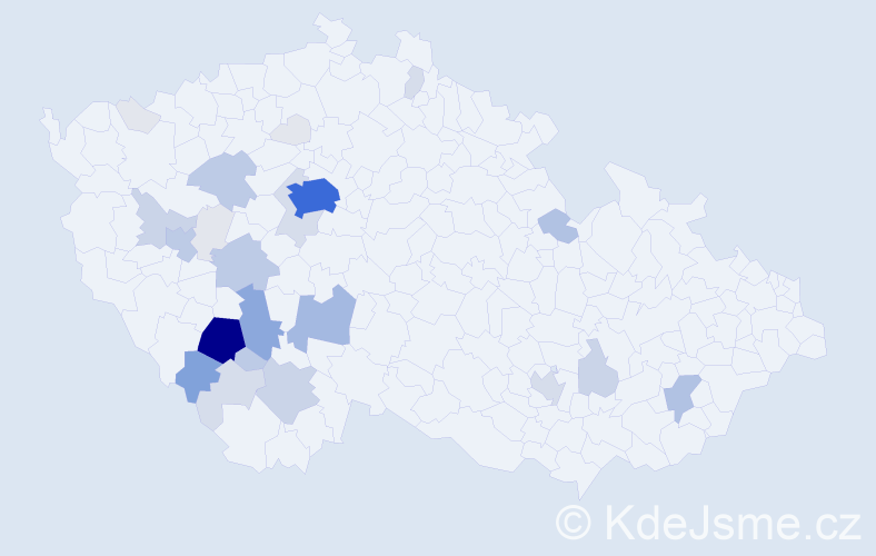 Příjmení: 'Chvosta', počet výskytů 131 v celé ČR