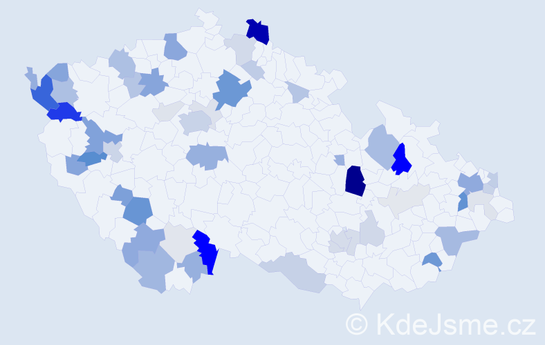 Příjmení: 'Sekáčová', počet výskytů 154 v celé ČR