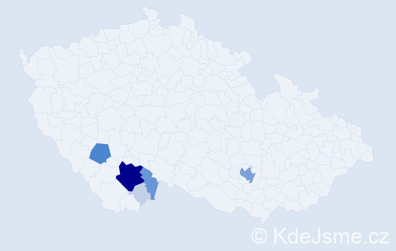 Příjmení: 'Hule', počet výskytů 24 v celé ČR