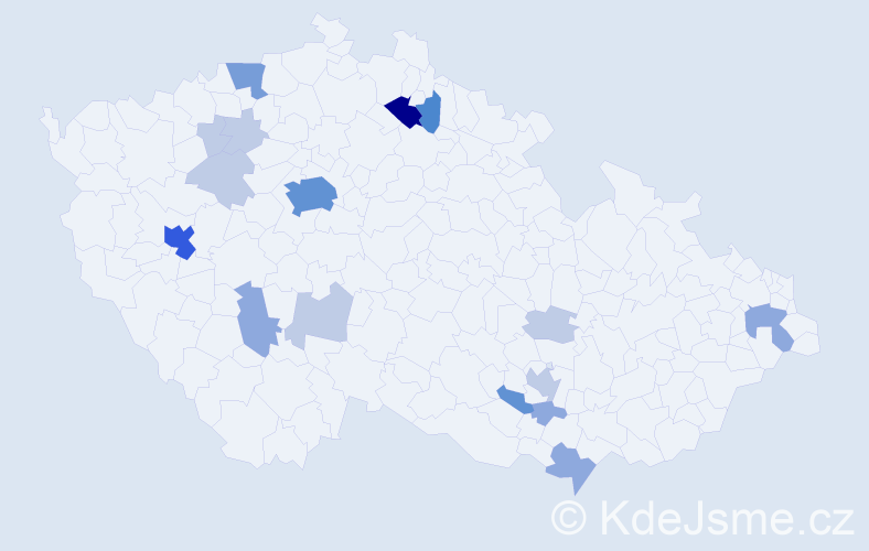 Příjmení: 'Kutek', počet výskytů 46 v celé ČR