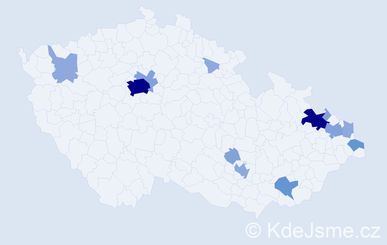 Příjmení: 'Krysta', počet výskytů 36 v celé ČR
