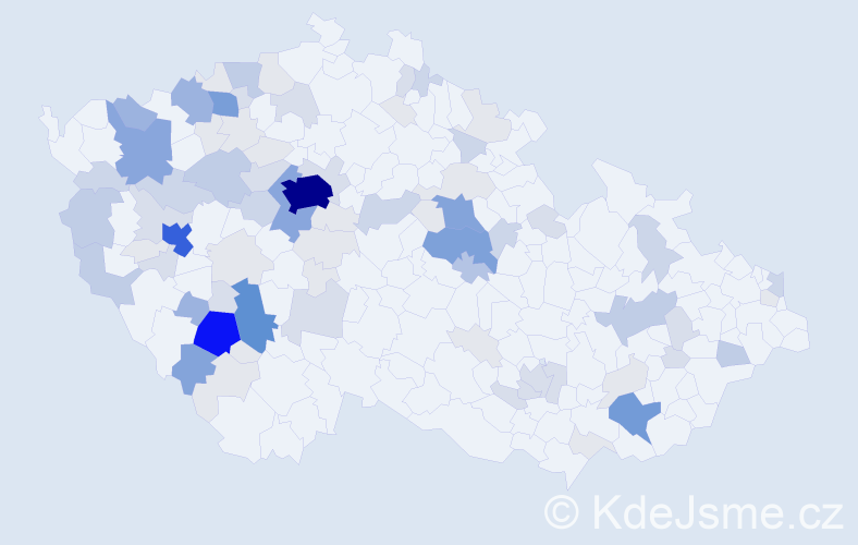 Příjmení: 'Klas', počet výskytů 314 v celé ČR