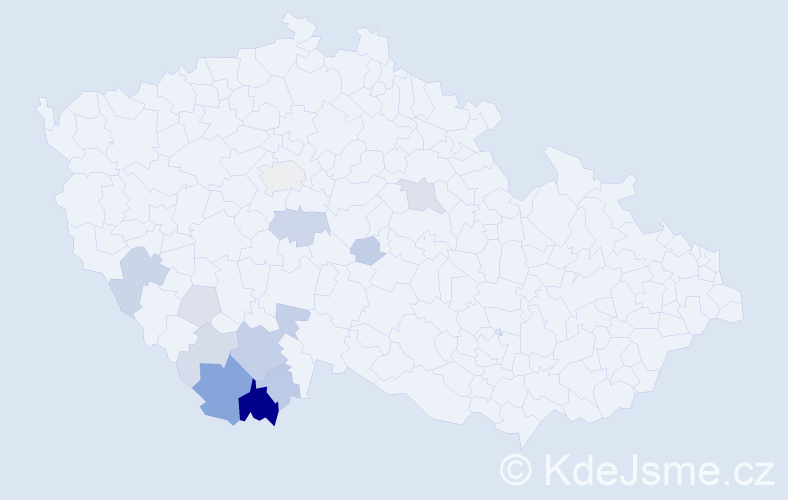 Příjmení: 'Plzová', počet výskytů 34 v celé ČR