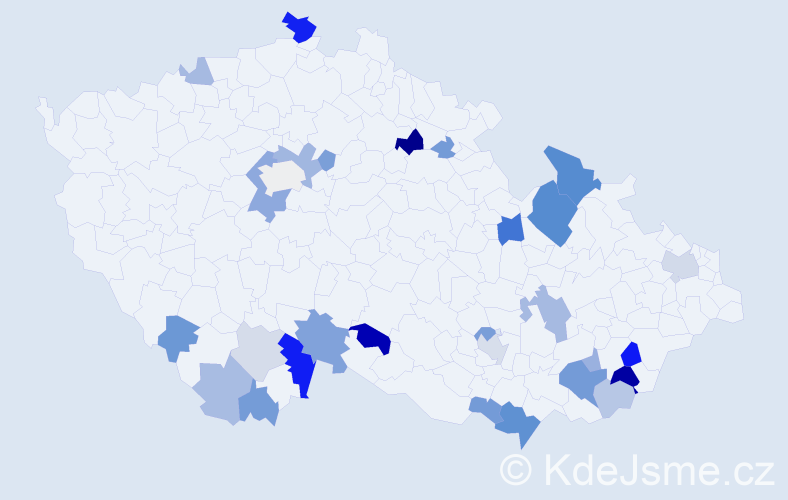 Příjmení: 'Merčák', počet výskytů 60 v celé ČR