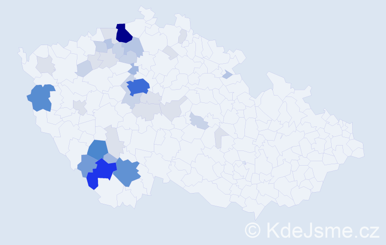 Příjmení: 'Lácha', počet výskytů 138 v celé ČR