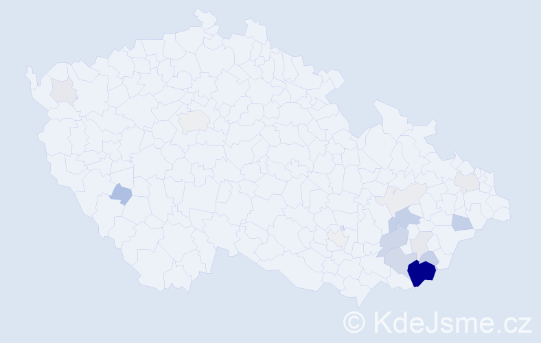 Příjmení: 'Křeháčková', počet výskytů 54 v celé ČR