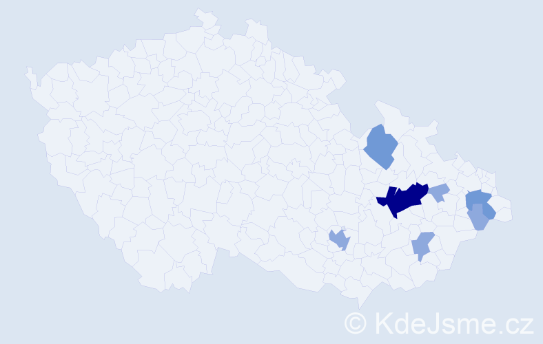Příjmení: 'Vlkošová', počet výskytů 14 v celé ČR