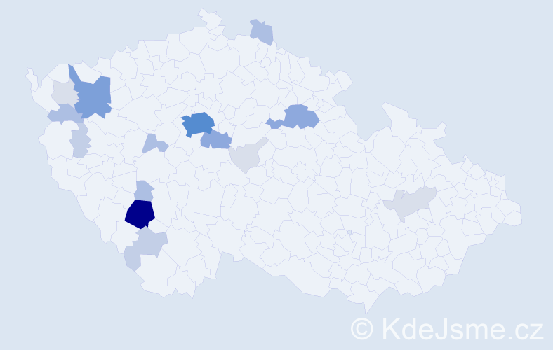 Příjmení: 'Bažata', počet výskytů 65 v celé ČR