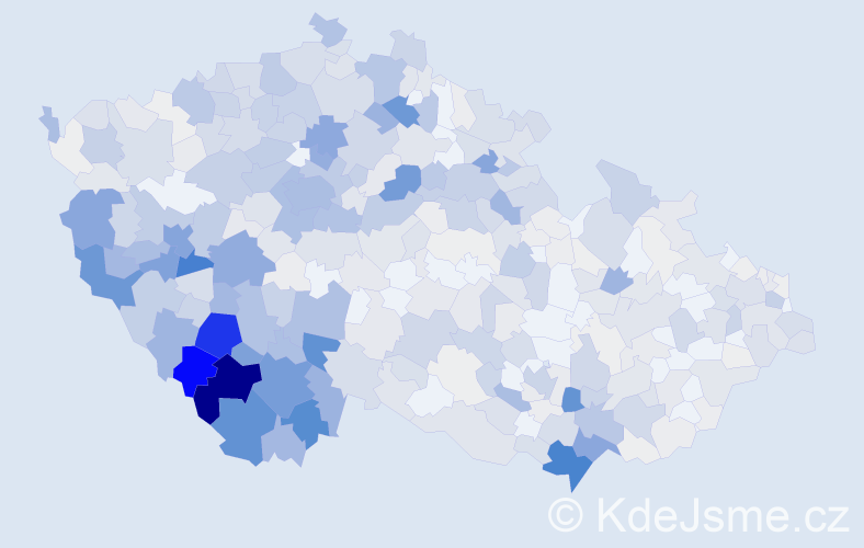 Příjmení: 'Mráz', počet výskytů 2567 v celé ČR