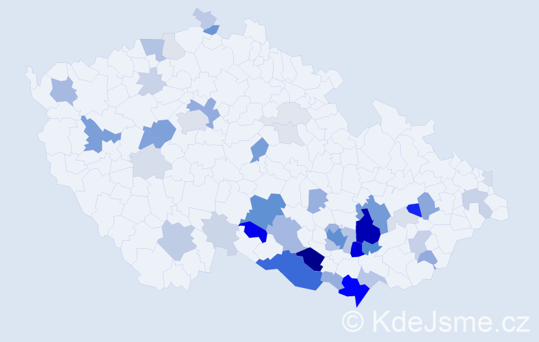 Příjmení: 'Obořilová', počet výskytů 160 v celé ČR