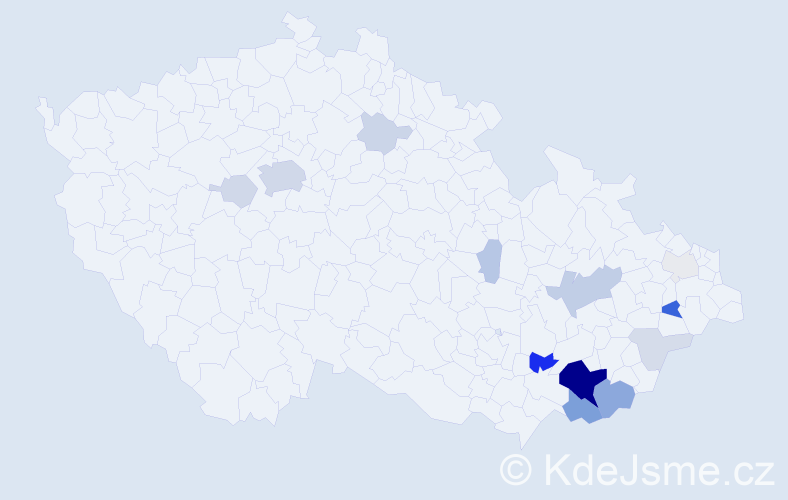 Příjmení: 'Machynková', počet výskytů 53 v celé ČR