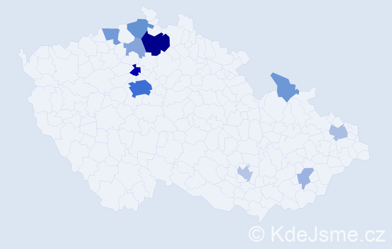 Příjmení: 'Kovačević', počet výskytů 44 v celé ČR