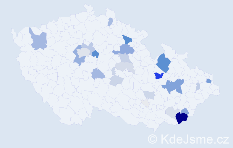 Příjmení: 'Halaxa', počet výskytů 74 v celé ČR