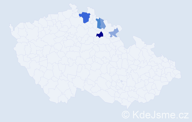 Příjmení: 'Vodnárek', počet výskytů 17 v celé ČR