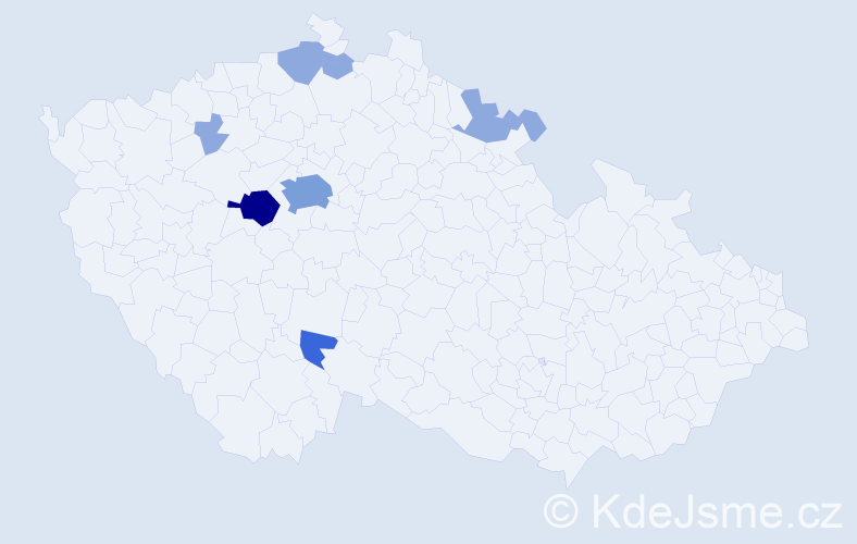 Příjmení: 'Vohnoutková', počet výskytů 18 v celé ČR